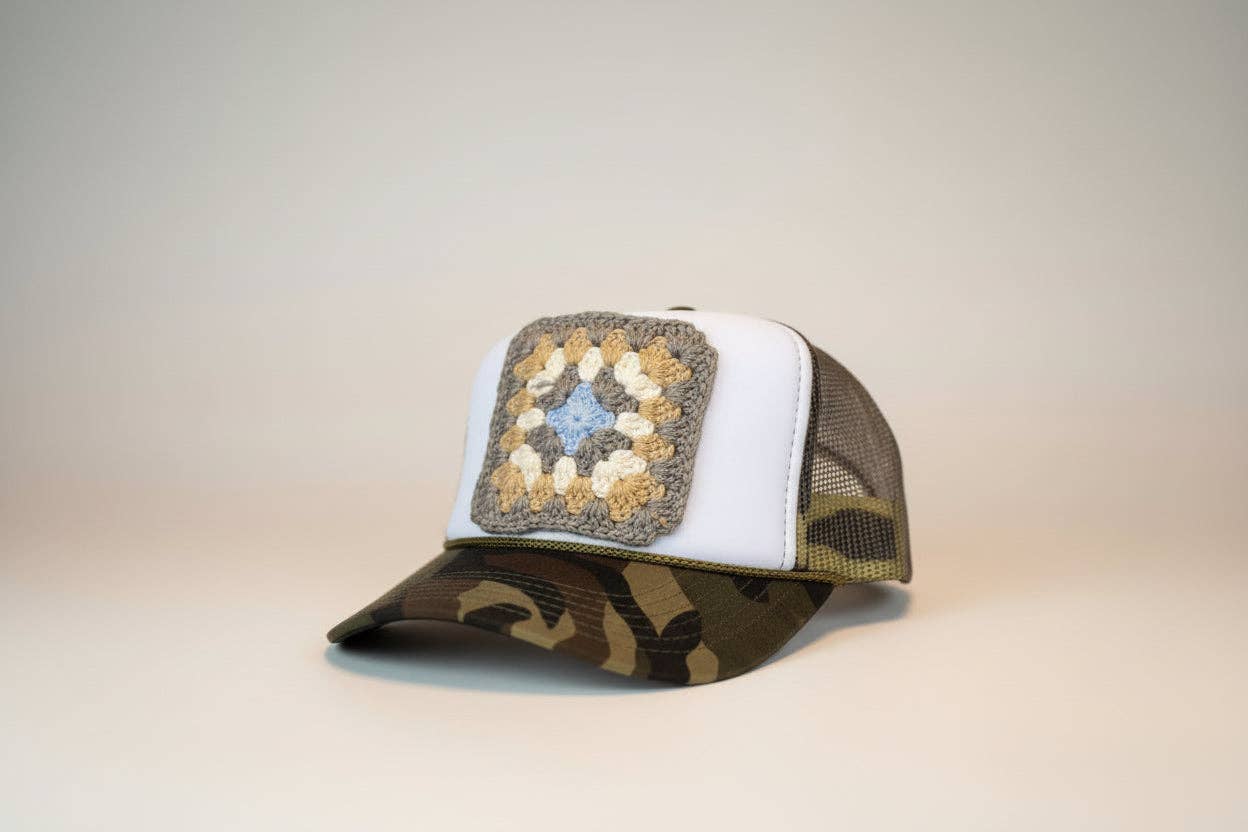 Camo Granny Square Cap