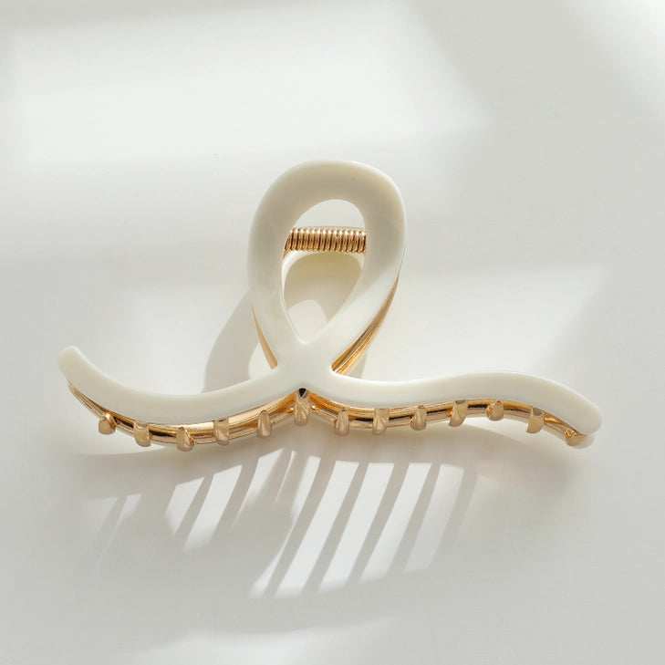 Ivory Gold Metal Claw Clips