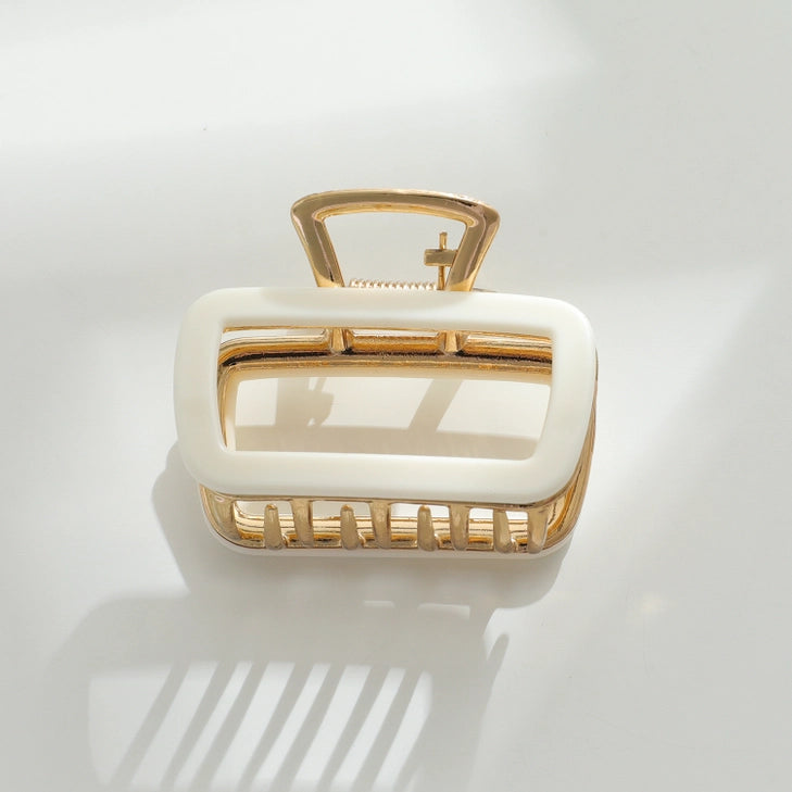 Ivory Gold Metal Claw Clips