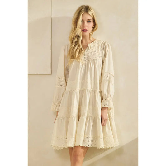 Eyelet Lace Tiered Babydoll Dress