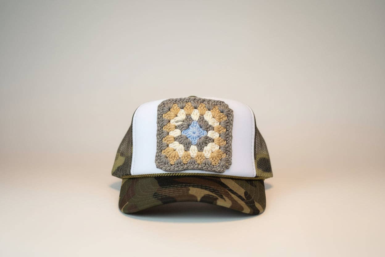 Camo Granny Square Cap