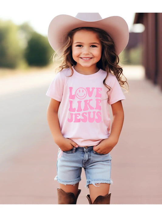 "Love Like Jesus" Pink Kid's Christian Graphic Tee