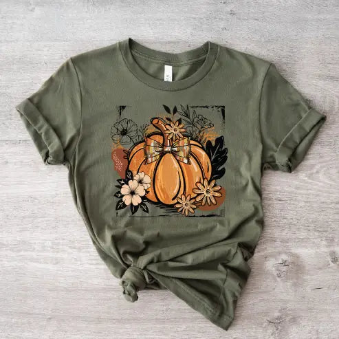 Floral Pumpkin- Fall Graphic Tee