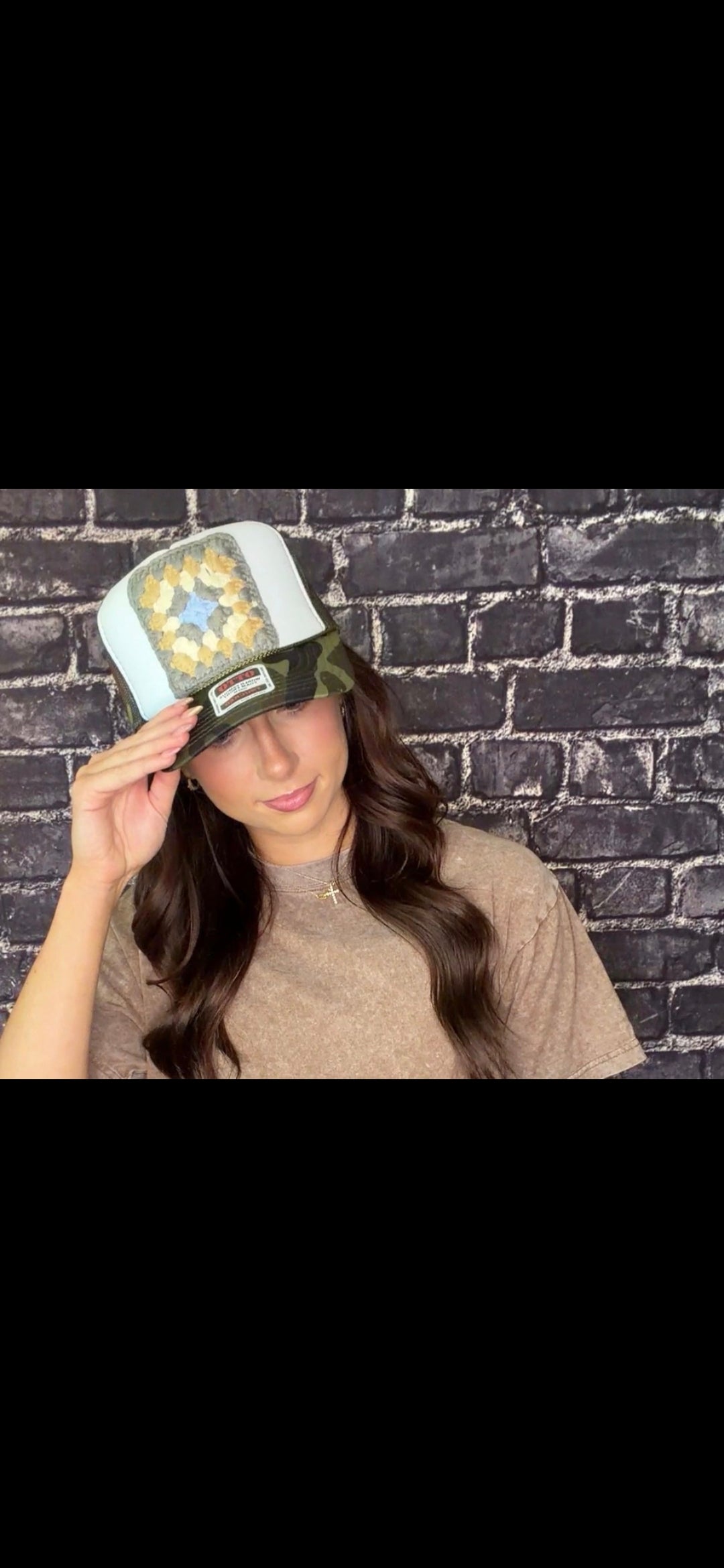 Camo Granny Square Cap
